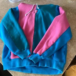 Teddy Fresh Love Blue & Pink Color Block Hoodie